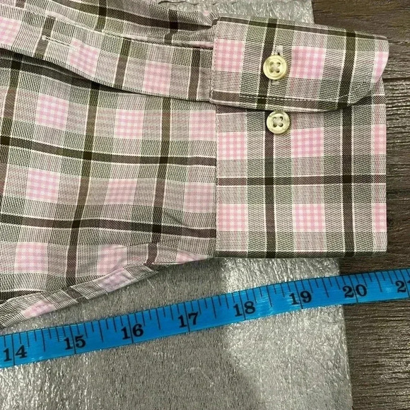 [XL]Peter Millar Gray Pink Plaid  Cotton Dress Shirt - Picture 10 of 10